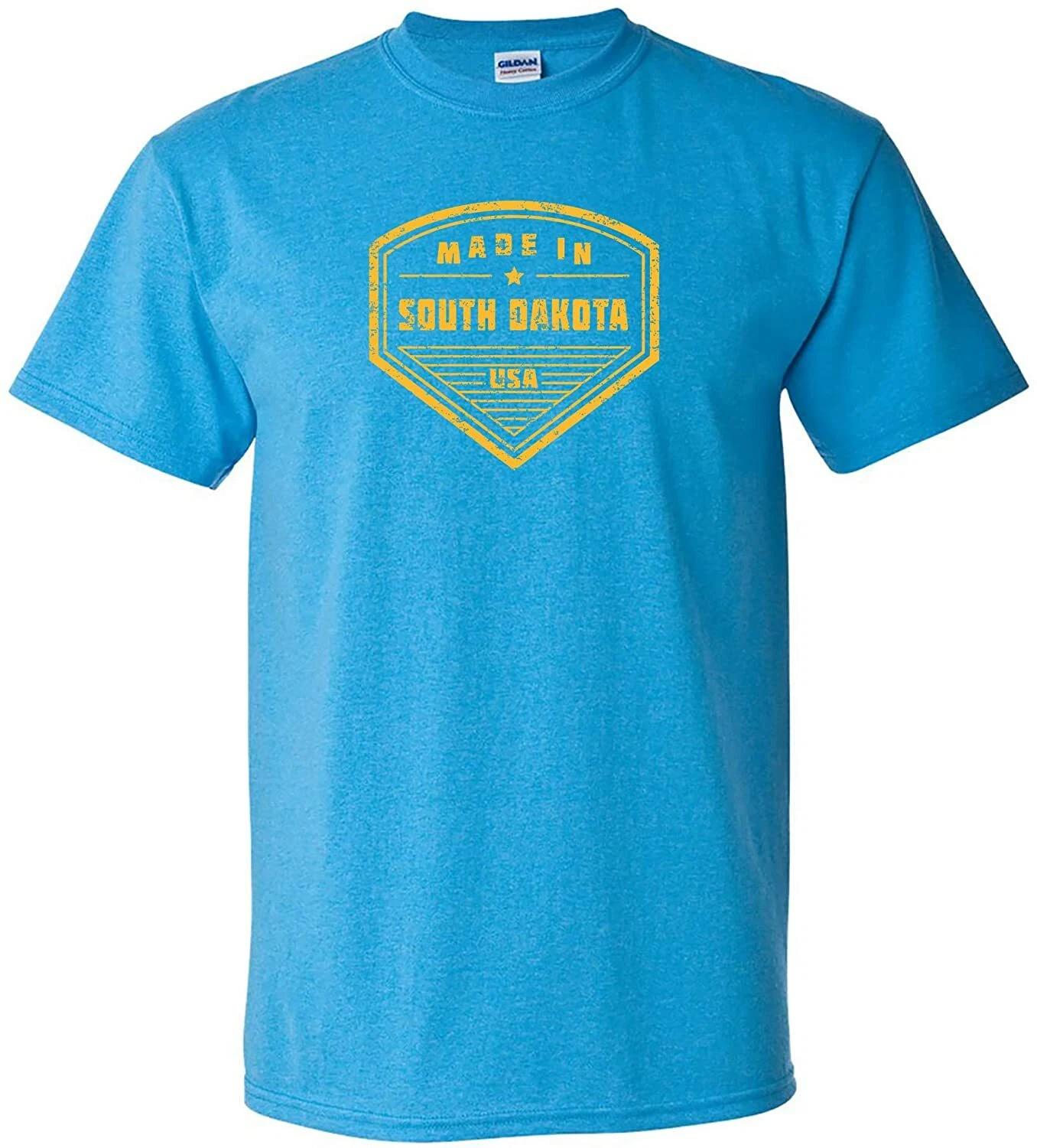 Made in South Dakota Badge- Hometown Pride State T-Shirt - Heather Sapphire 2XL