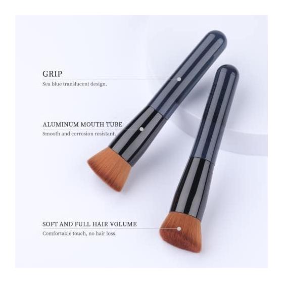 Foundation brush 131, flat cheek brush, rubbing cream, cheek brush, portable makeup brush, angled flat head brush, short, thick and soft hair,