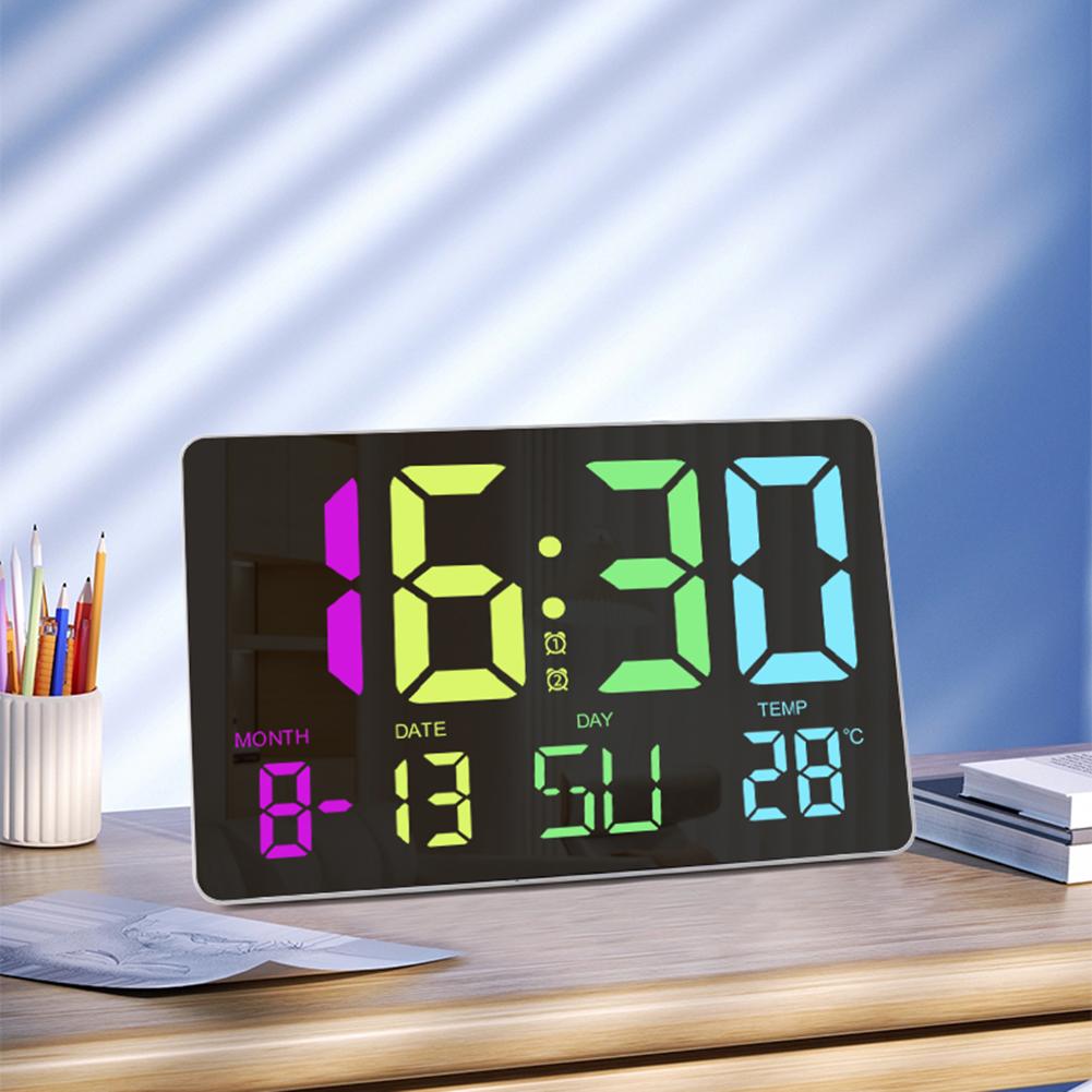 10 Inch Digital Alarm Clock Snooze Large Display Wall Clock 5 Brightness Levels Auto Dimming Mode for Living Room Office Bedroom