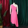 Solid Color One Shoulder Cutout Irregular High Waist Plus Size Sexy Long Dress For Women