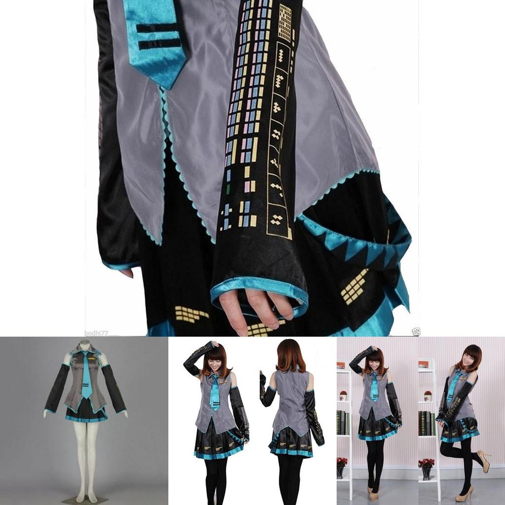 Skin-friendly Hatsune Miku Vocaloid Cosplay Suit With Wig Tops Dress And Tie