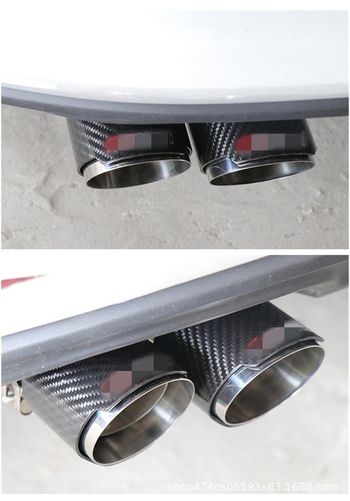 Left 3'' INCH Dual Car Exhaust Muffler Pipe Tip Real Carbon Fiber US Stock 1Pcs