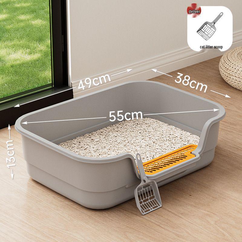 Extra Large Splash-Proof High-Sided Cat Litter Box, Semi-Enclosed & Easy to Clean