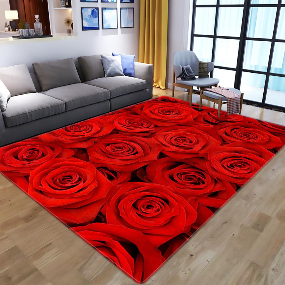 Cartoon Home Floor Mat Living Room Bedroom Carpet Rose Carpet Floor Mat