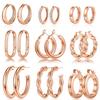 Yesteel 9 Pairs Gold Hoop Earrings for Women,Gold Plated Chunky Hoop Earrings Set for Women Hypoallergenic Thick Lightweight Earring for Womens