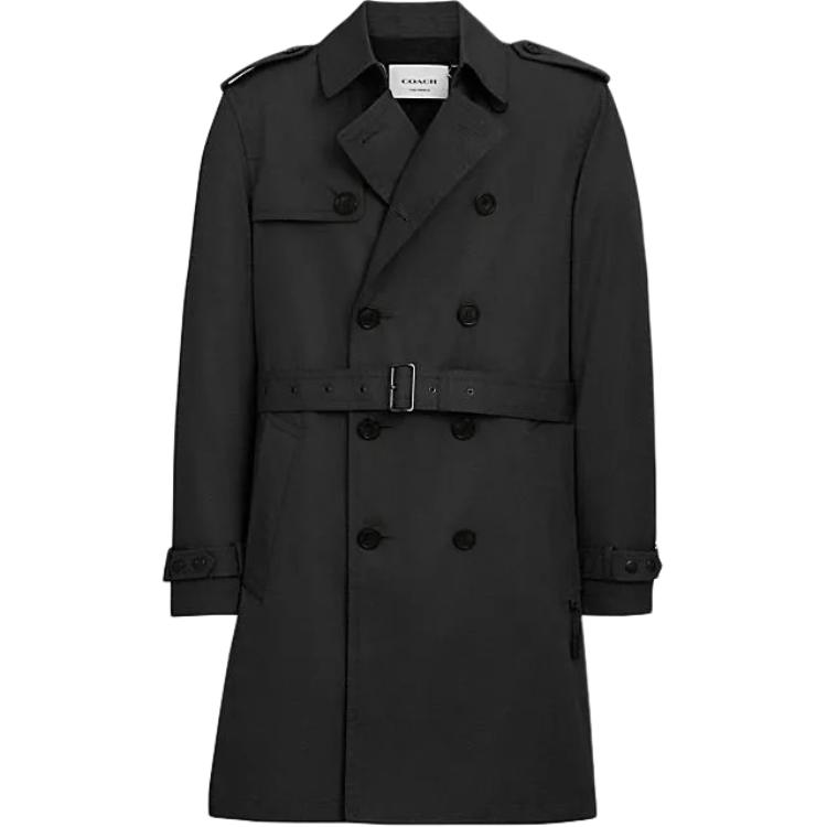 

Coach Solid Color Double Breasted Long Sleeve Trench Coat Men outerwear Black CQ504-BLK M