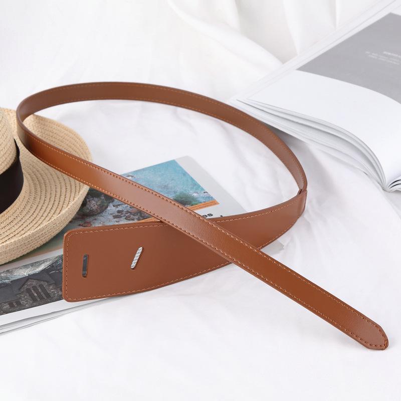 Four Seasons Available New Wide Belt Fashionable Decorative Coat Leather Belt Trendy Versatile Cowhide Waist Cover For Women