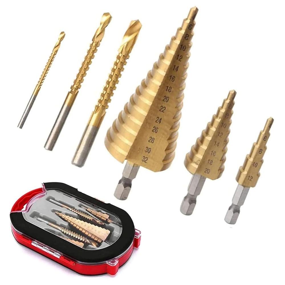 6/7Pcs Anti Rust Drilling Tool 4-12mm 4-20mm 4-32mm Quick Change Bits Set Iron Drilling