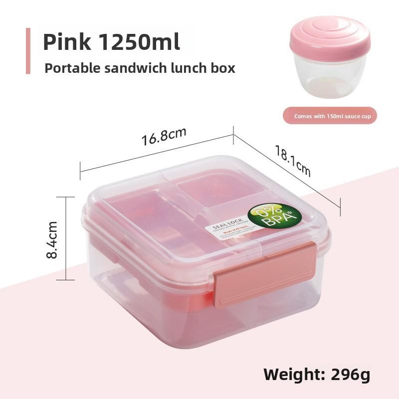 Portable Double Layer Bento Box With Dividers For Office Lunches And Picnics