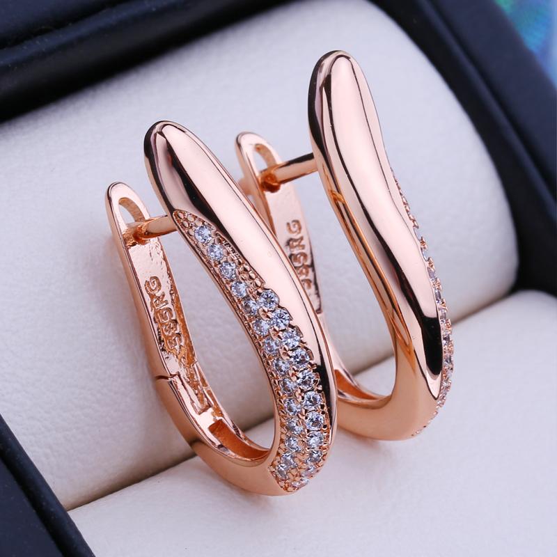 

LSOOYH серьги-клипсы цвета розового золота, модные серьги для женщин, полые серьги-гвоздики с кубическим цирконием, ювелирные изделия A