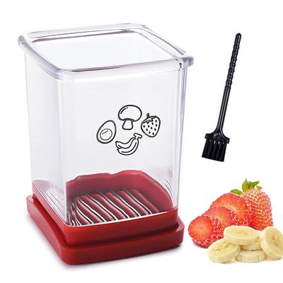 Affettafrutta Veloce con Piatto Spingi Tagliauova Taglia Fragole Banane Preparazione Rapida di Insalate di Frutta e Verdura Gadget da Cucina
