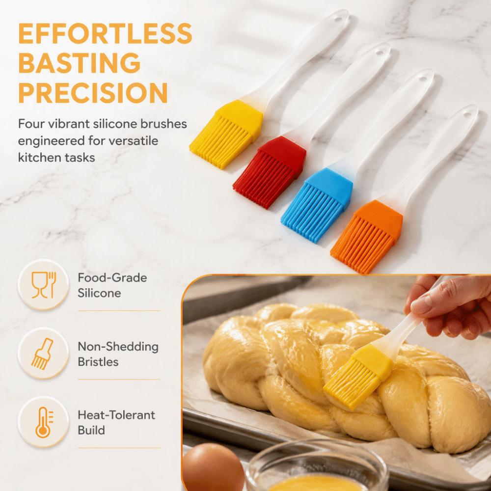 4pcs Kitchen Gadget Basting Brush Silicone Baking Brush Reusable Cooking Brush Baking