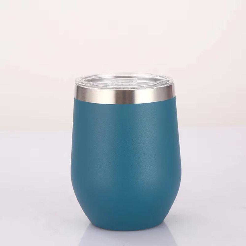 12oz 304 Stainless Steel Wine Tumbler, Double Wall Vacuum Insulated Cup with Sliding Clear Lid