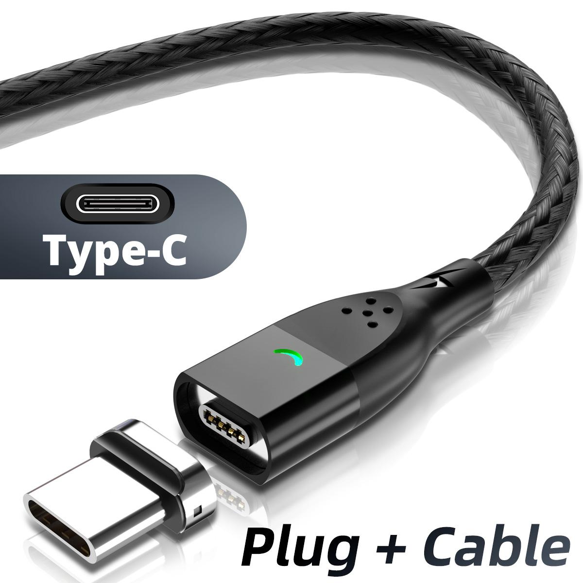 Магнитный кабель 3A USB Магнитный телефонный зарядный шнур USB Type C Кабель для быстрой зарядки Магнитный кабель Micro USB Провод для зарядки 1m(3.3ft)