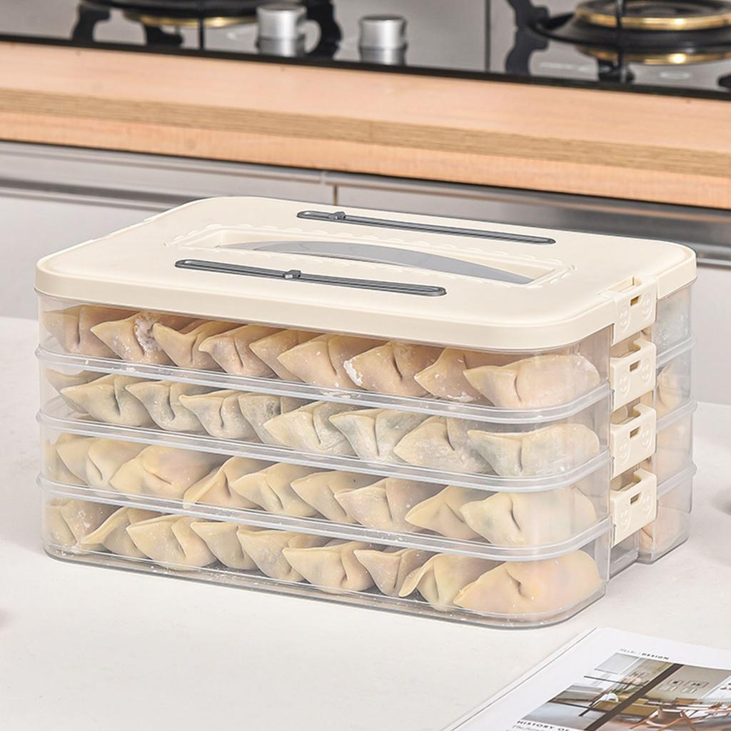 Multilayer Kitchen Freezer Box Sealed Stackable Design For Dumplings Wonton Iced Food Storage