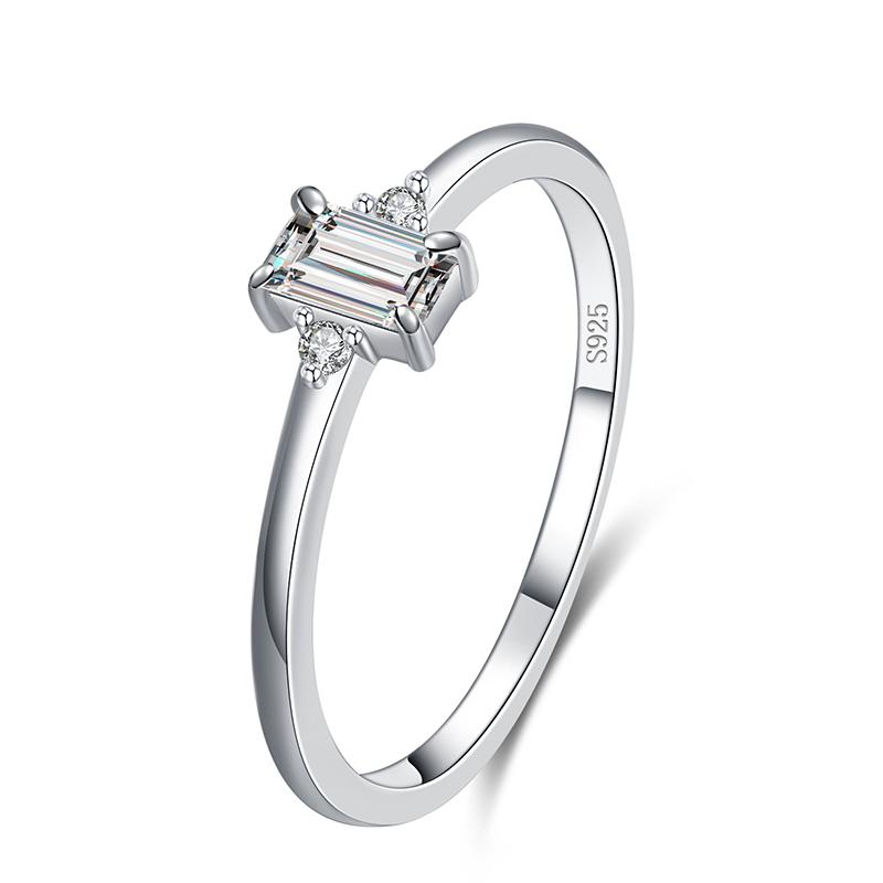 Modian Authentic 925 Silver Classic Charm Emerald Cut Zirconia Finger Rings For Women Hypoallergenic Wedding Jewelry