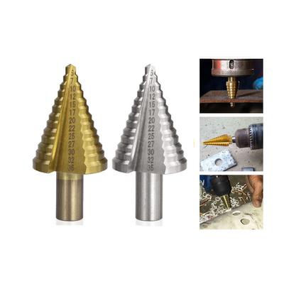 1 Stück HSS Stufenbohrer 5-35mm Rundschaft Geradgenutet Kegel Lochschneider für Holzbearbeitung Eisenplatte Metall Kernbohrer
