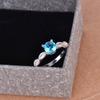 Luxury Blue Topaz and Diamond Ring for Women Stylish Red Gemstone Jewelry