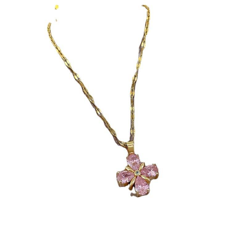 Collier à la mode pour femmes, en cuivre, Micro incrusté, en acier, Simple, maille rouge, chaîne de collier exquise