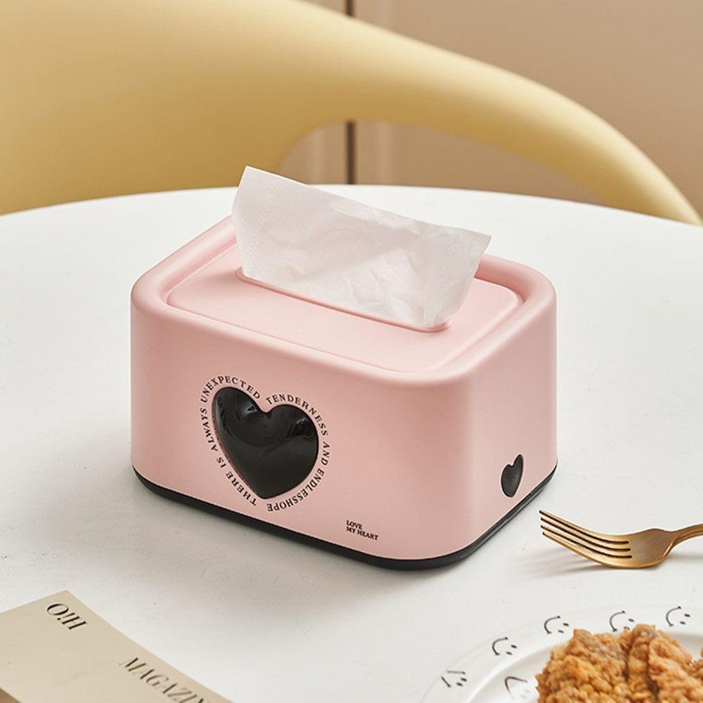 Scatola di fazzoletti da scrivania di grande capacità Design a forma di cuore Impermeabile Scatola di fazzoletti per tavolino Sollevamento automatico con molla