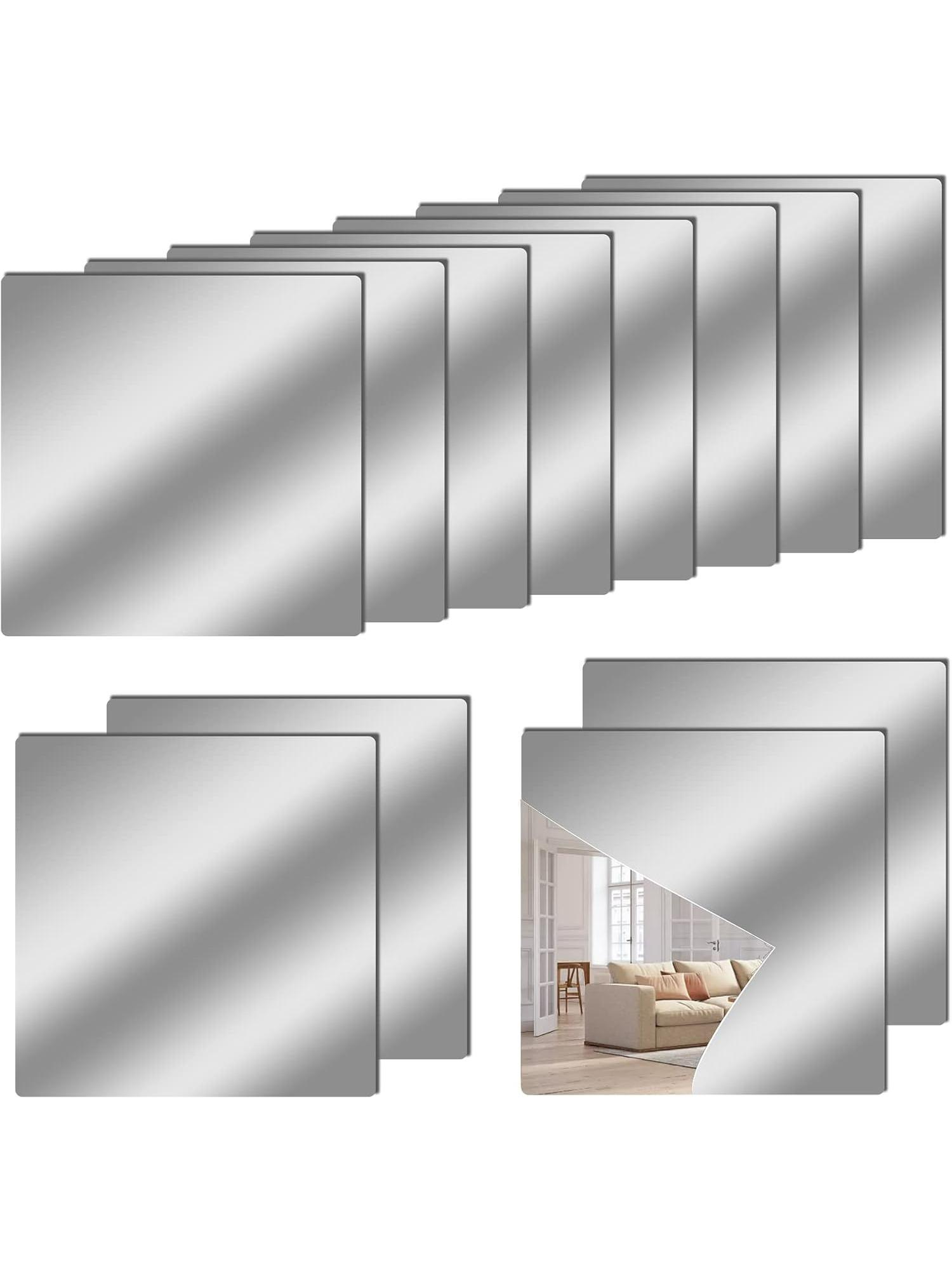 

4 шт. акриловых гибких зеркальных листов, 4 шт. квадратных наклеек на зеркальную стену, безопасное отражающее зеркало своими руками серебряный