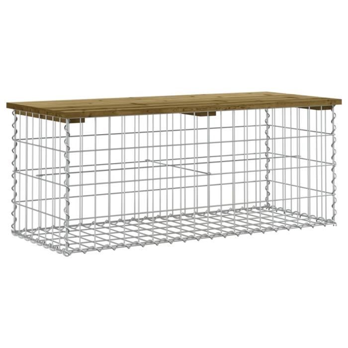 VidaXL Design Gabion Garden Bench 103x44x42 Cm Impregnated Pine Wood 834361