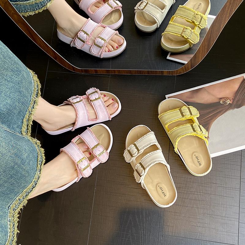 2026 Summer Slides Pantofle Platfor Female Shoes Ladies' Slippers Platform  Soft Slides Retro Concise Slippers Women Summer Shoe