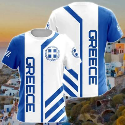Männer t-shirt Hellas T Shirt Für Männer Geometrische Linie Griechenland Flagge Nationalen Emblem Druck männer T-shirts Tops Kid t-shirt Männer kleidung
