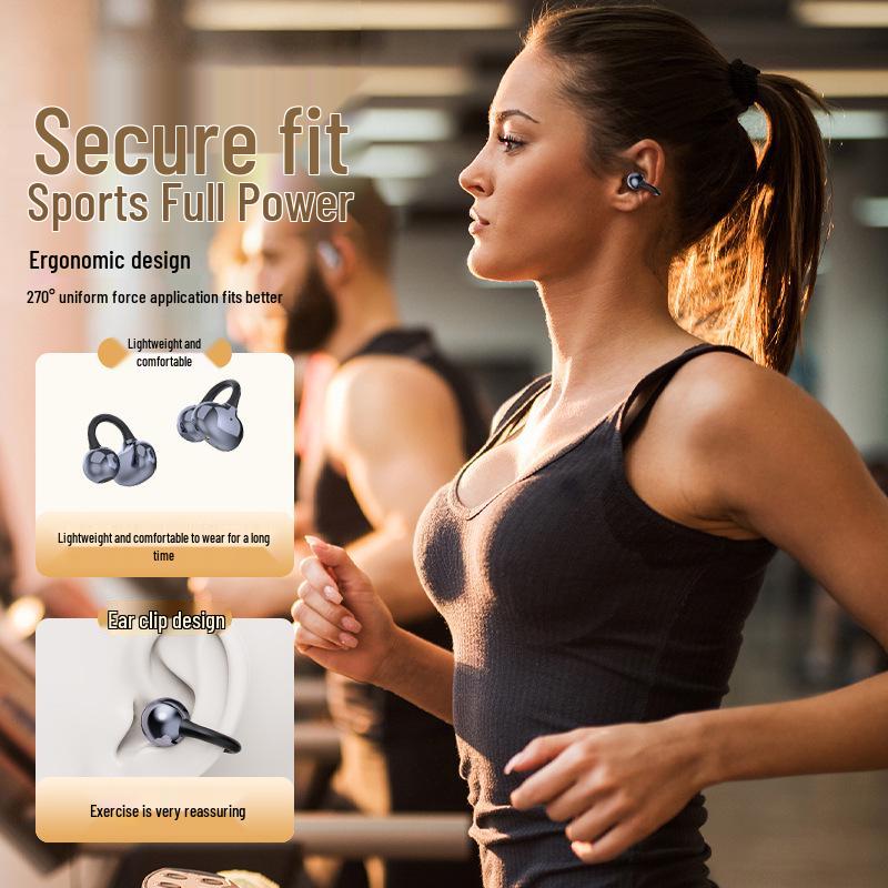 Clip-On Wireless Bluetooth Headphones, Noise-Reducing, Ultra-Long Battery Life, Sports Comfort