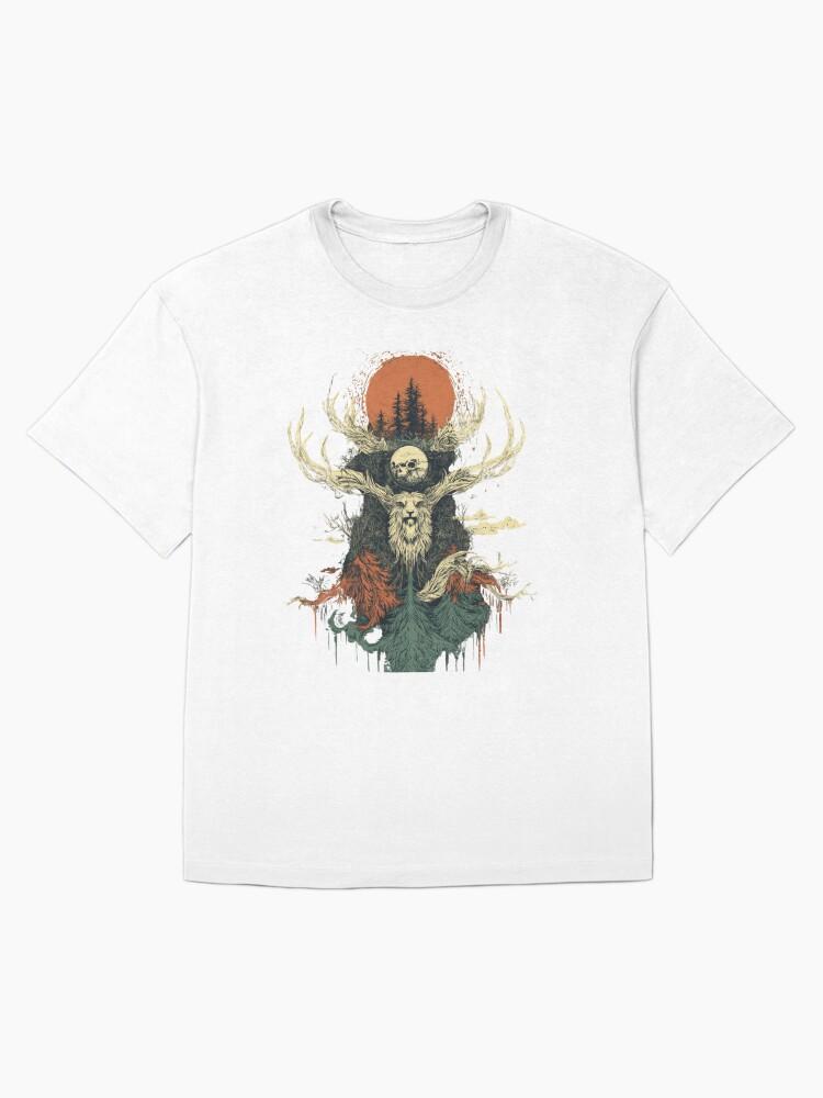 Sons of the Forest Perun and the Sacred Deer: A Mystical Slavic Tribute Oversized Unisex T-Shirt