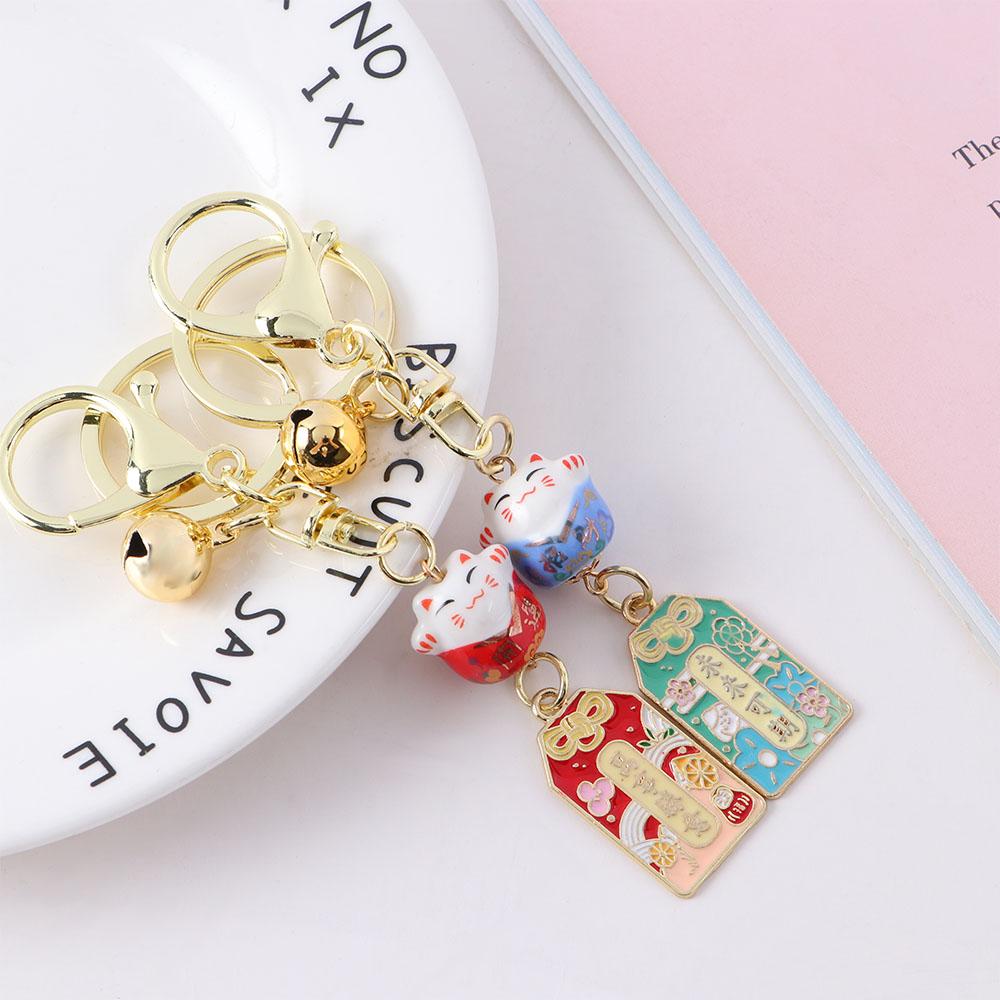 Metal Backpack Pendant Cartoon Gift Key Buckle Car Keyring Key Lanyard Amulet Lucky Cat Keychain