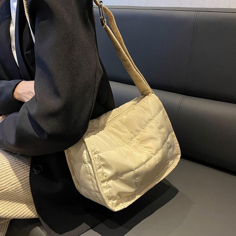 Stylish Women's Wide Strap Casual Shoulder Crossbody Canvas Bag For 2024 In Cream Black Orange And Green