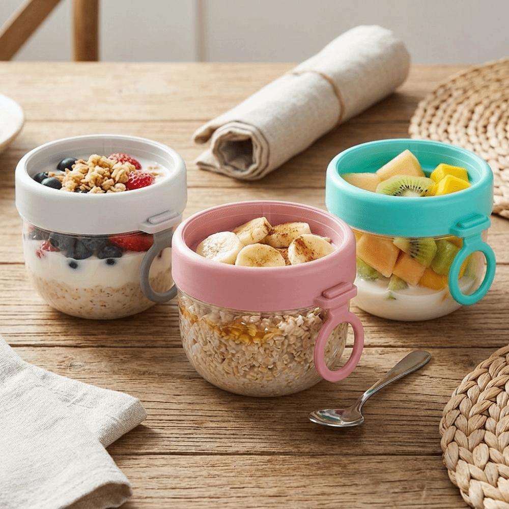 

With Spoon Oatmeal Cup Food Grade Breakfast Mug Smooth Edge Salad Cup Gym Meal