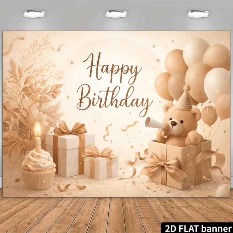 

2D Neutral Baby Shower & Birthday Backdrop Banner Party Decoration 47.2x31.5inch/120*80cm