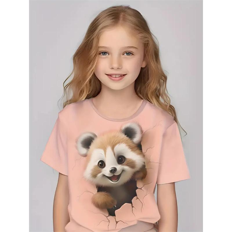 3d Printed T Shirt Girls T-Shirts 2025 Cartoon Animal Trendy Girl Children Tshirts Casual Baby Clothes Top Tee Summer