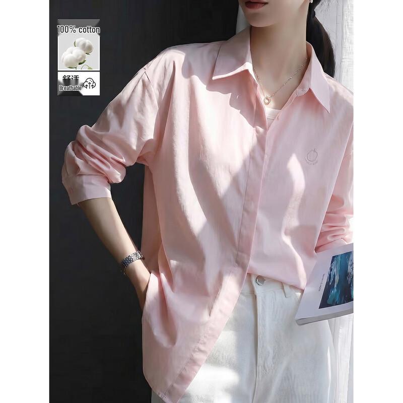 Women s Relaxed Fit Long Sleeve Cotton Blouse M