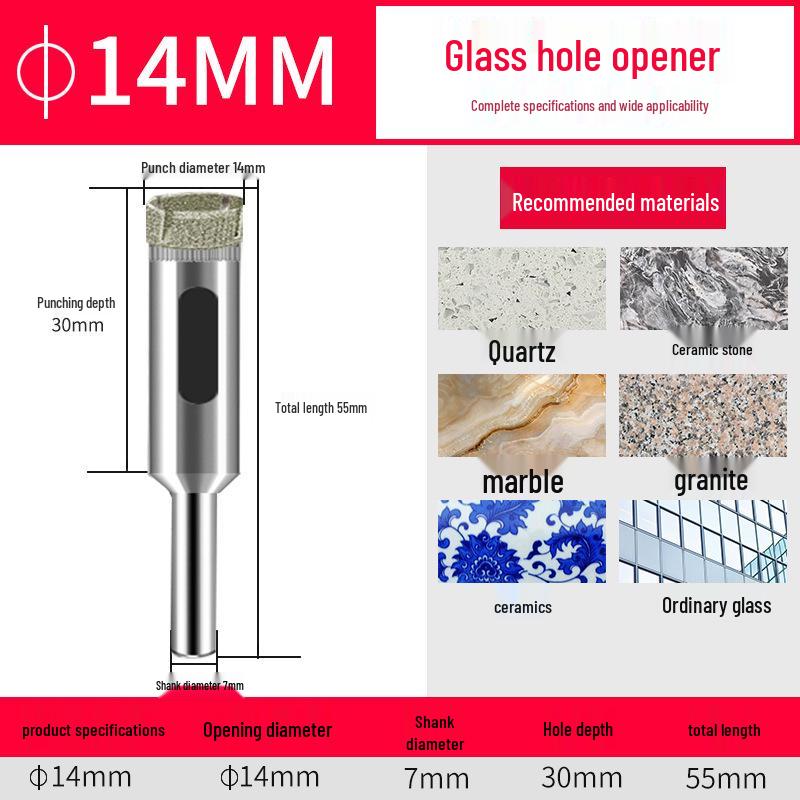 Emery Glass & Tile Drill Bit, 3-200mm Rotary Hole Saw for Marble