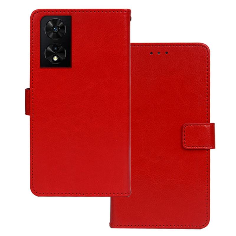 

For TCL 505 Case Crazy Horse Texture Wallet Phone Leather Cover Red