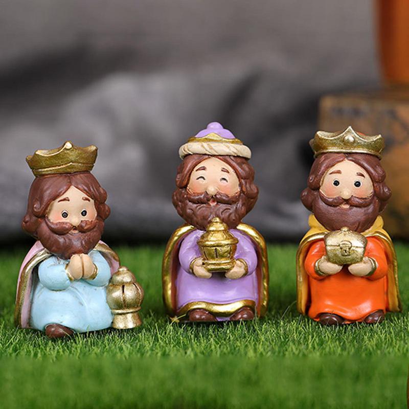 Krippenfiguren für Weihnachten 10 Stück Harz Krippenszene Ornamente Weihnachts-Jesus-Statue Für Kinder und Erwachsene Heilige Familie