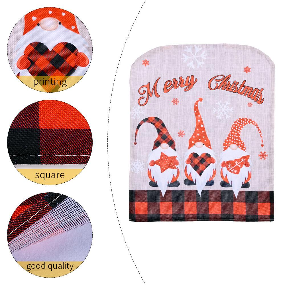 Old Forest Whimsical Man Theme Christmas Chair Cover In Stylish Checkered Patterns For Holiday Festivities