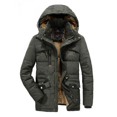 Übergröße Herren Baumwollgepolsterter Mantel mit Fleece und Verdickung Mittellang Übergröße Warmer Baumwollgepolsterter Mantel
