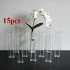 15pcs Plastic Cylindrical Vases, High Transparency Vase Set, Suitable for Simple Desktop Flower Arrangement Decoration Bottles