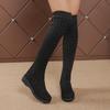 Fashion Stretch Boots Women's Autumn New Round Toe Knit Breathable Sleeve Non-Slip Wear-Resistant Wedge Flat Tall Socks Boots