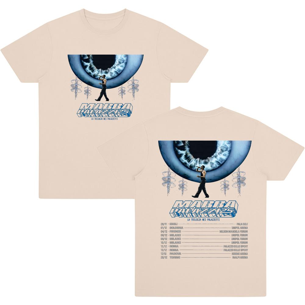 Marracash Palazzi 25 Tour T-shirty Moda Bawełna Odzież Uliczna Kobiety Mężczyźni Pop Oversize T-shirt Graficzny Dwustronny Streetwear