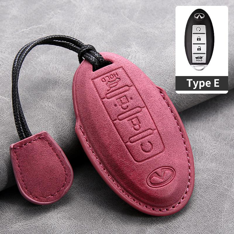 Leather Car Key Cover Case for Infiniti Q50L QX50 QX60 QX55 Q70 Q70L Q30 QX30 QX70 ESQ XQ80 XQ60 Q60S Car Key rope Keyring