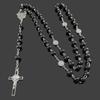 Fashion Handmade Necklace Ladies Imitation Vintage Style Zircon Rosary Beads With Cross Pendant Zircon