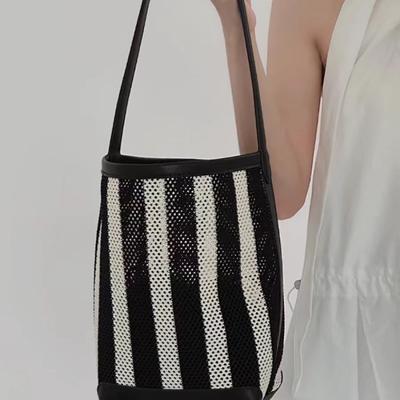 Underarm Contrasting Striped Bucket Bag Women's 2025 New Korean Version Trendy Fashion Large-capacity Shoulder Bag Versatile Women's Bag