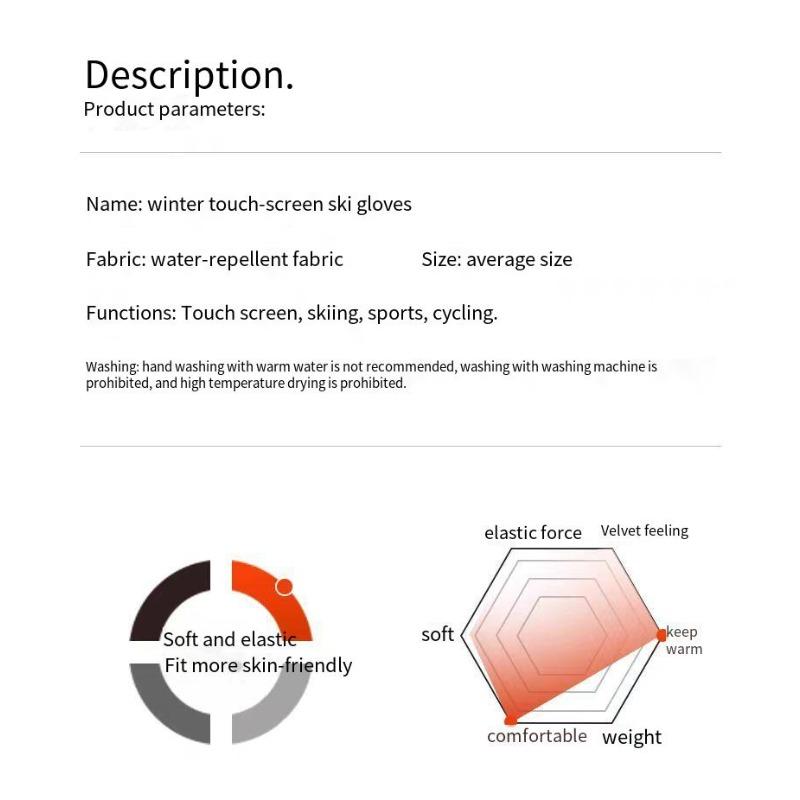 Ski Gloves Men's and Women's Thermal Gloves Outdoor Snow Play Thickened Waterproof and Cold-proof Velvet Travel Cycling Gloves
