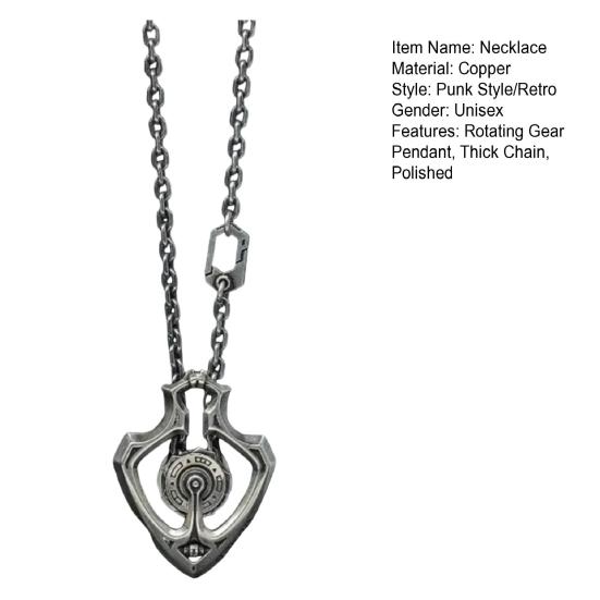 Unisex Halskette Retro Punk Stil Mechanischer Rotierender Zahnrad Anhänger Retro Dicke Kette