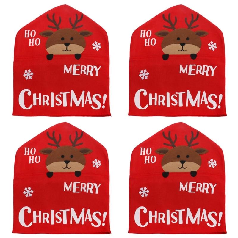 

Santa Figure Fabric Chair Cover Smooth Universals Size for Dining Living Room Christmas Decoration